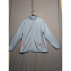 Nike Gold Women's 1/4 Gray Windbreaker Pullover Jacke Pink Accents Size Large
